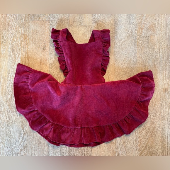 Burgundy Corduroy Ruffle Dress - Picture 4 of 4